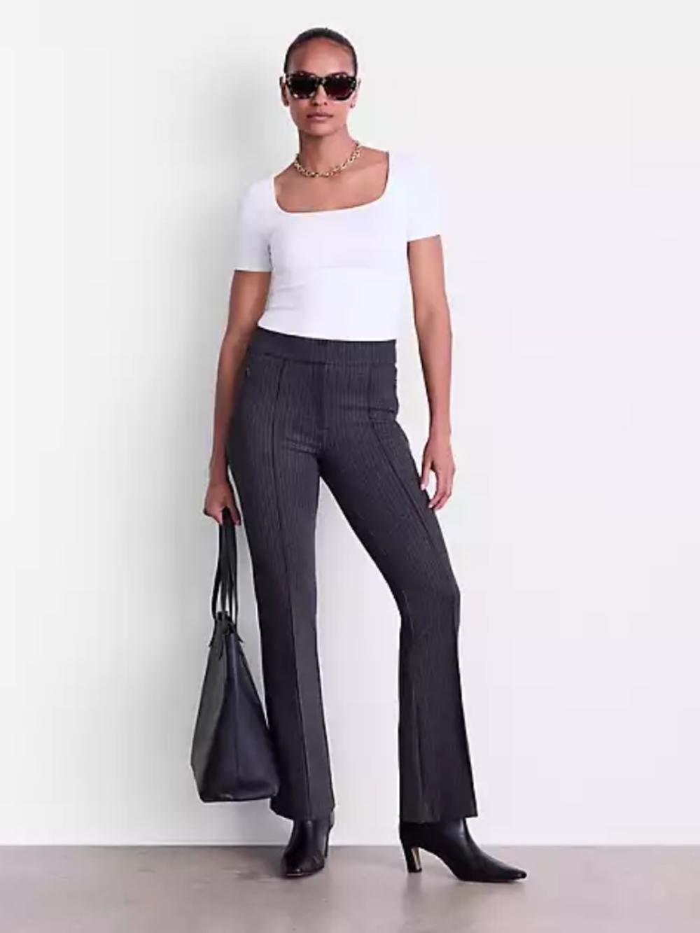 NWT Loft The Sutton Flare Black High Rise Pants With Pockets